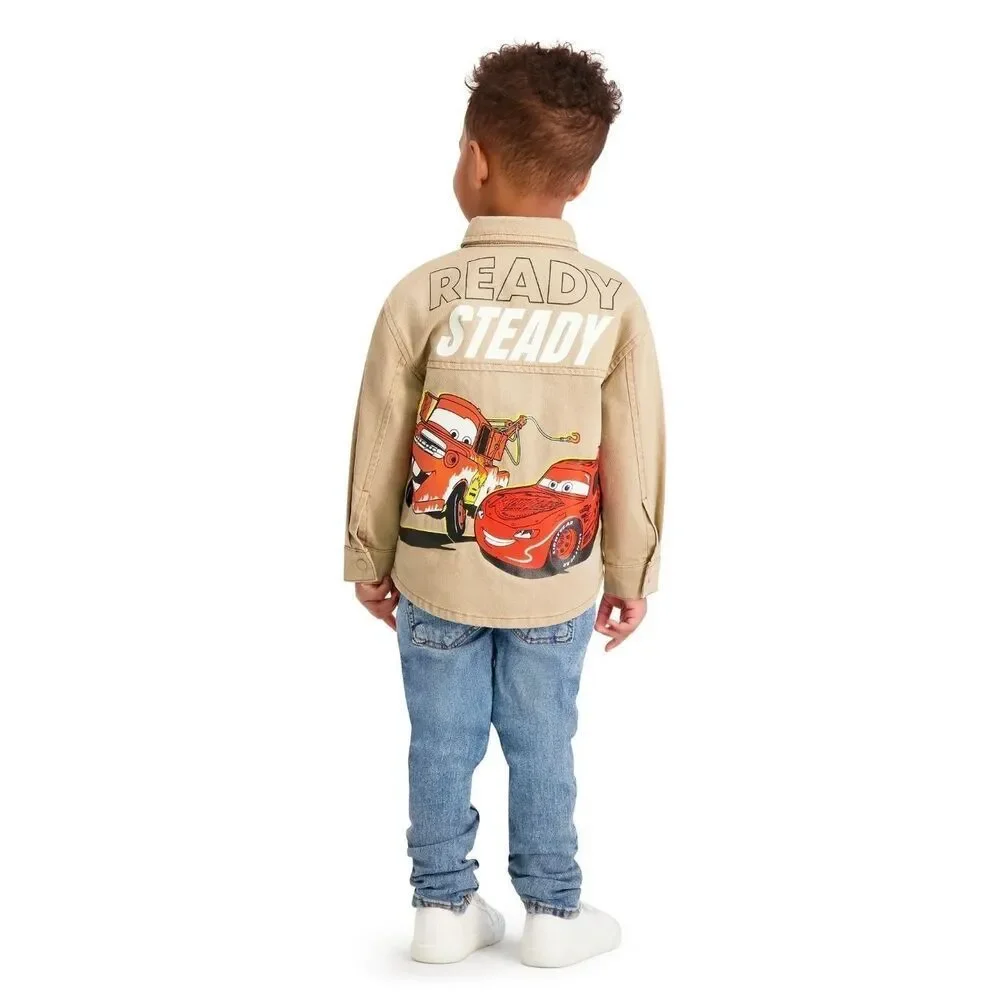 Disney Pixar Cars Jacket Tan Brown Lightning McQueen Mater Size 12 months Nwt